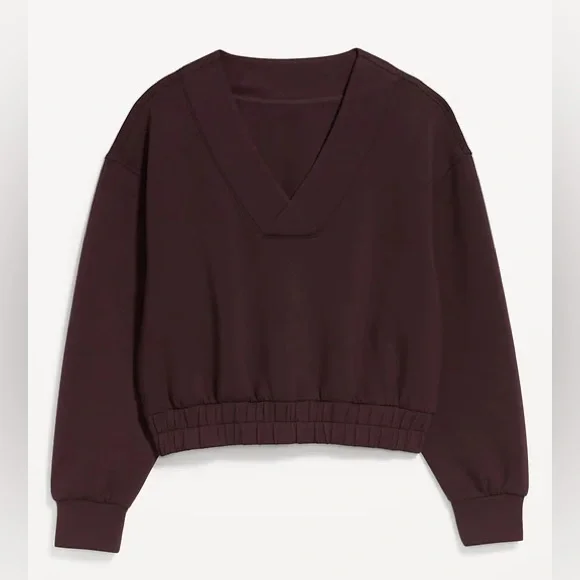 Old Navy Bounce Fleece V Neck Sweatshirt S and Sweatpants M Set in Boxwood - Picture 2 of 6